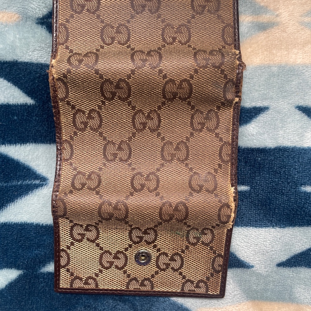 Gucci Brown Monogram Canvas Card Case with Silver-Tone Plate *dirty canvas - Picture 9 of 9